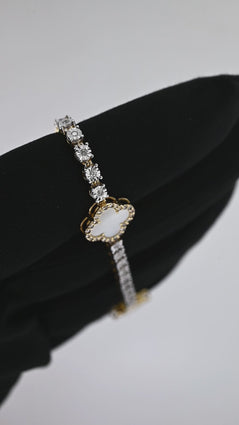 CLover Tennis Bracelet | 107 Diamond pcs | 1.06ctw Natural Diamond | 14k Gold