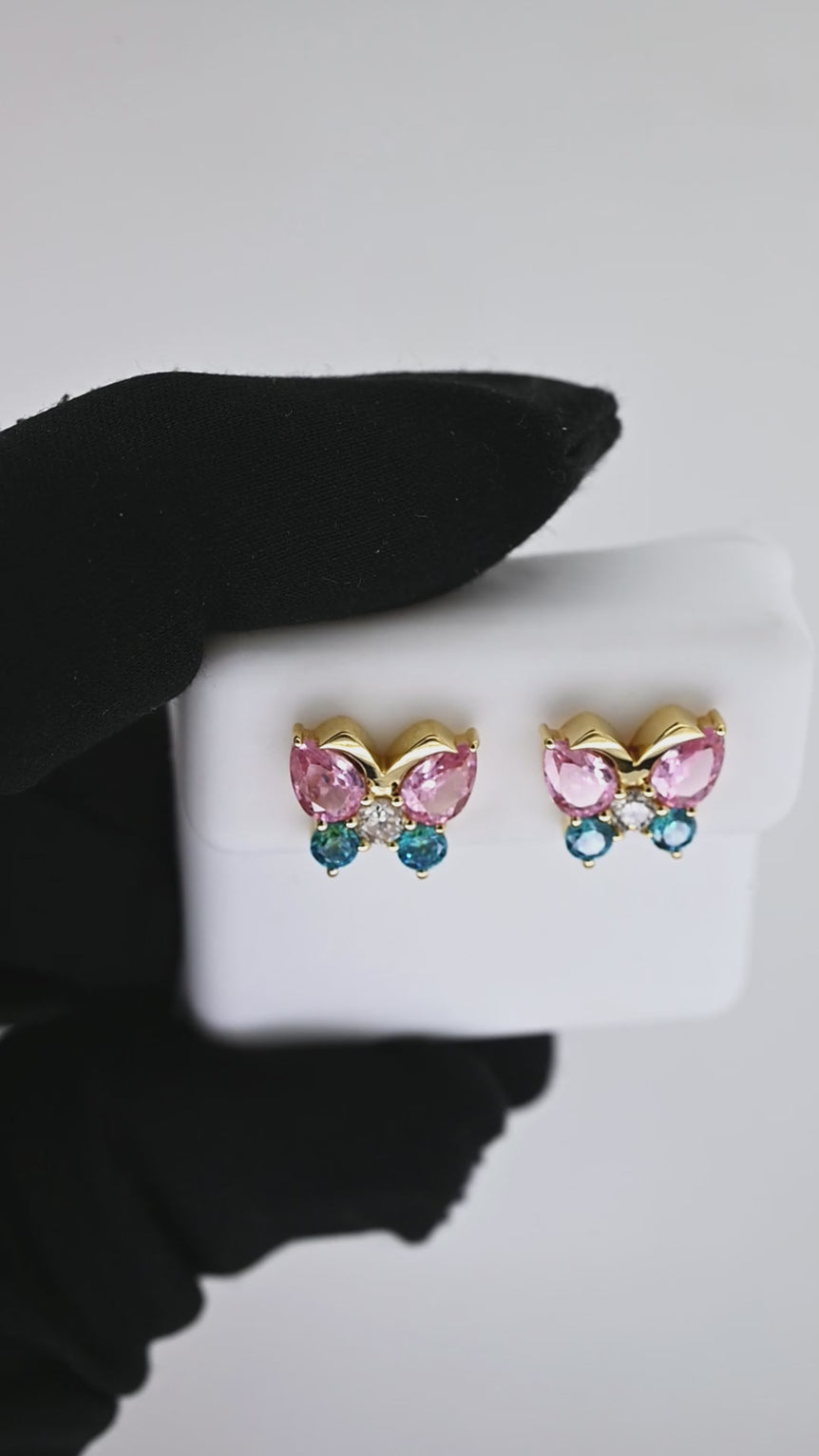 Butterfly Earrings | 2 Diamond pcs | 0.26ctw Natural Diamond | 14k Gold