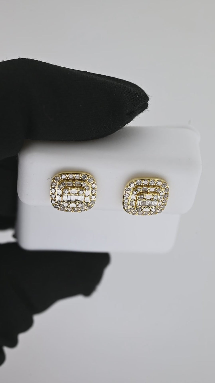 Square Earrings | 94 Diamond pcs | 0.6ctw Natural Diamond | 14k Gold