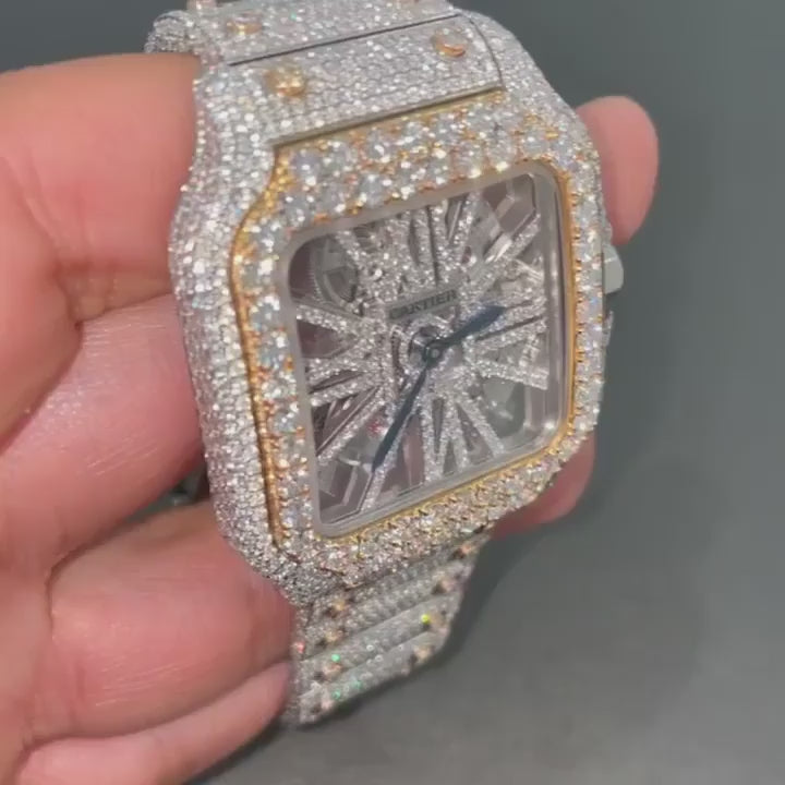 Cartier Skeleton full iced out Moissanite Diamond Watch - Luxury Wristwatch