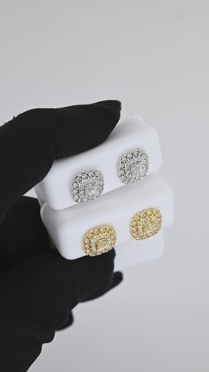 Square Earrings | 88 Diamond pcs | 0.68ctw Natural Diamond | 14k Gold