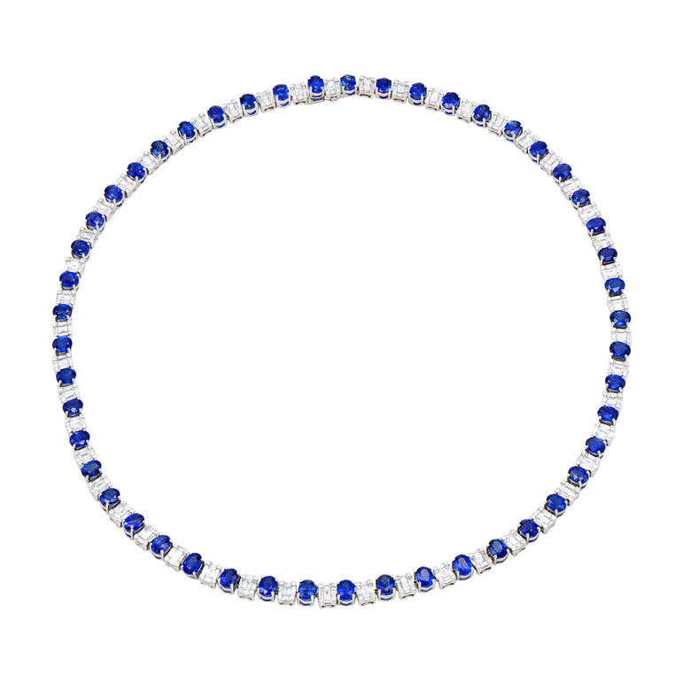 Diamond and sapphire necklace