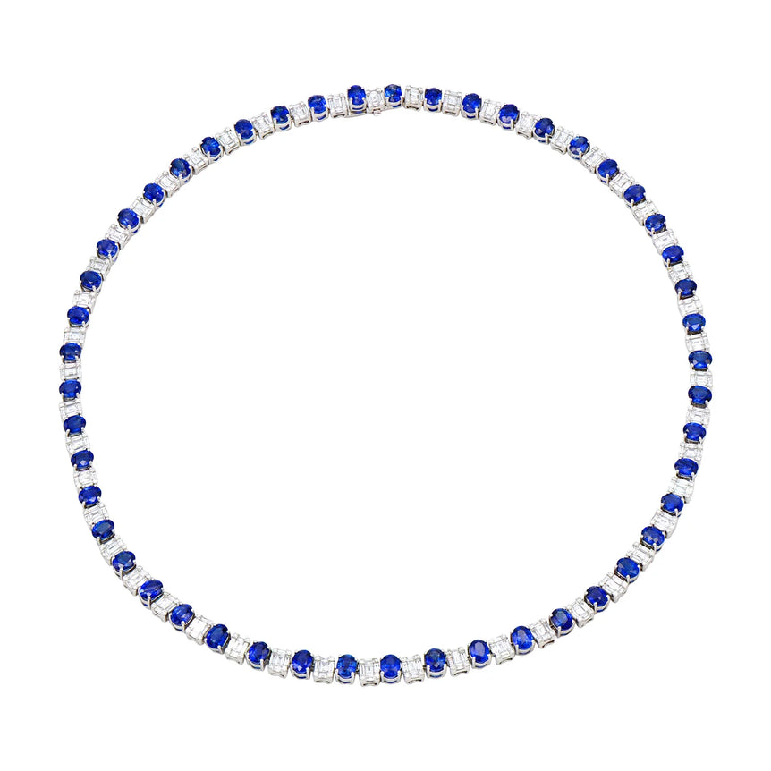 Diamond and sapphire necklace